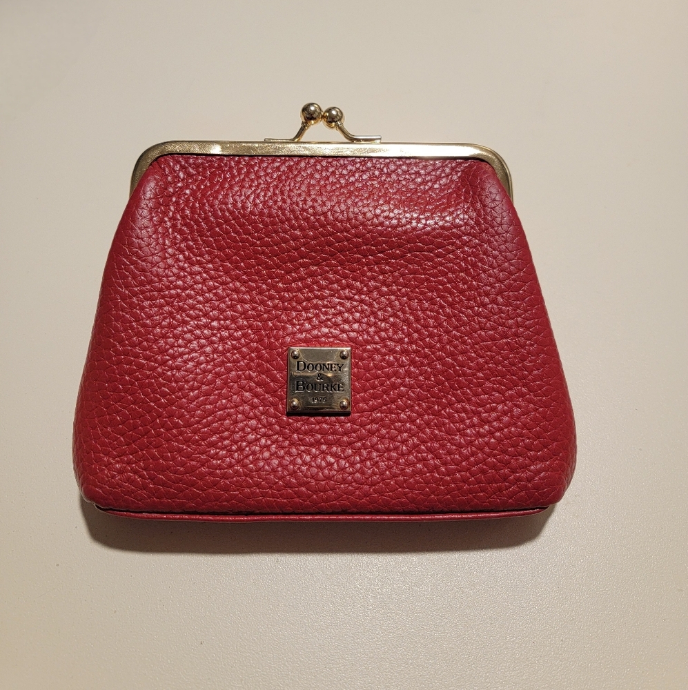 Dooney & Bourke Red Leather Kisslock coin purse wallet